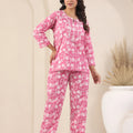 Pink & White Floral Print Night Suit - Visramaa