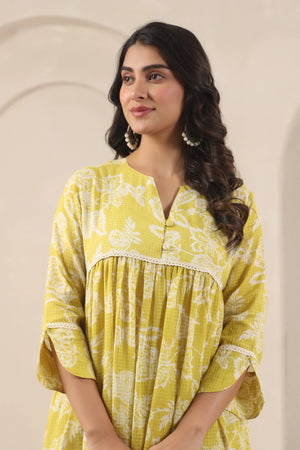 Kota Doria Line Yellow Co-Ord Set - Visramaa