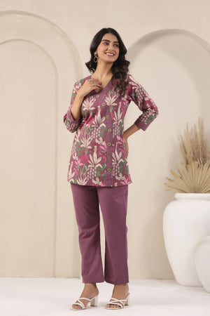Wine Printed Co-Ord Set - Visramaa