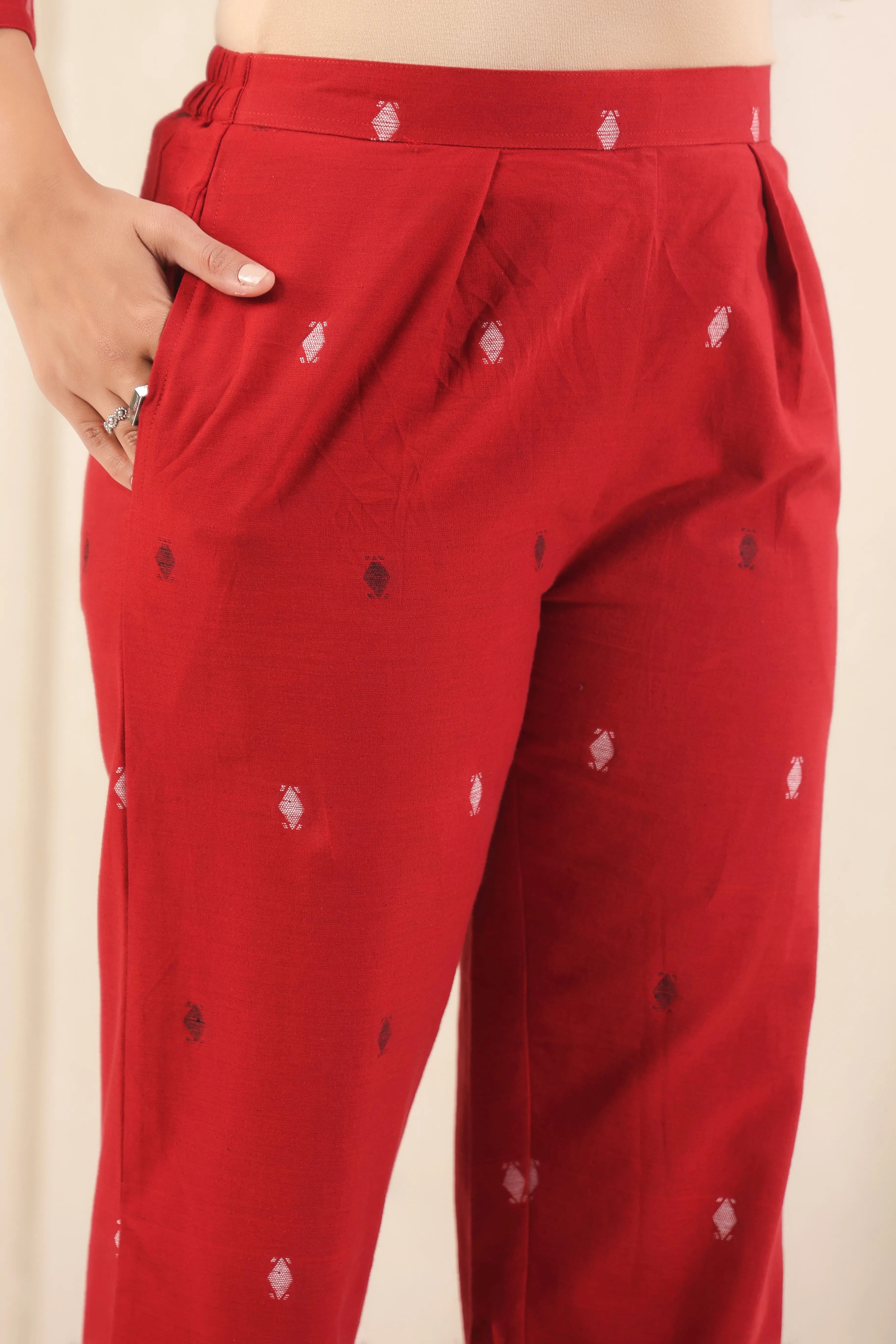 Garnet Red Woven Co-Ord Set - Visramaa