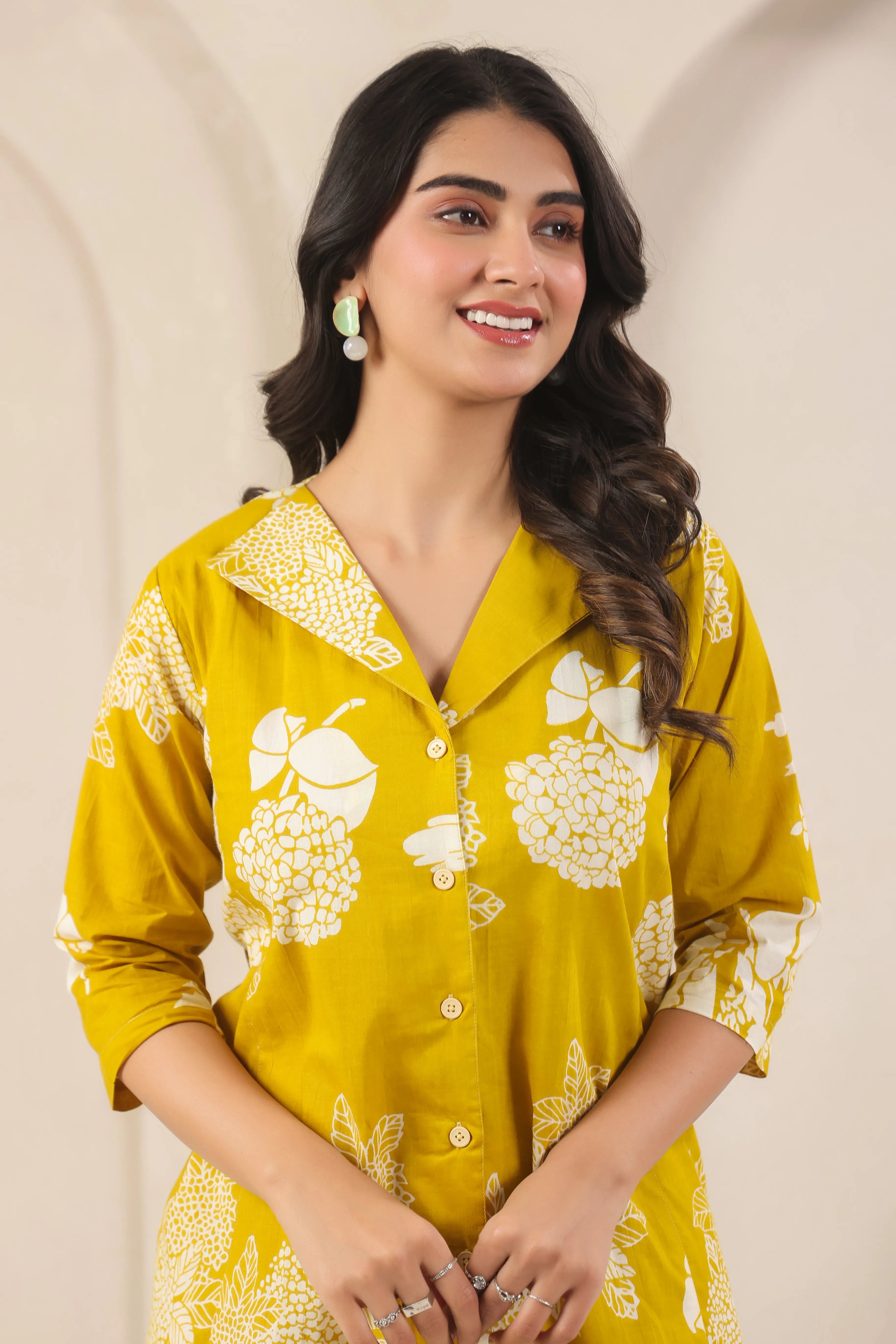 Collared Lemon Yellow Co-Ord Set - Visramaa