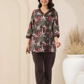 Dark Brown Floral Print Co-Ord Set - Visramaa
