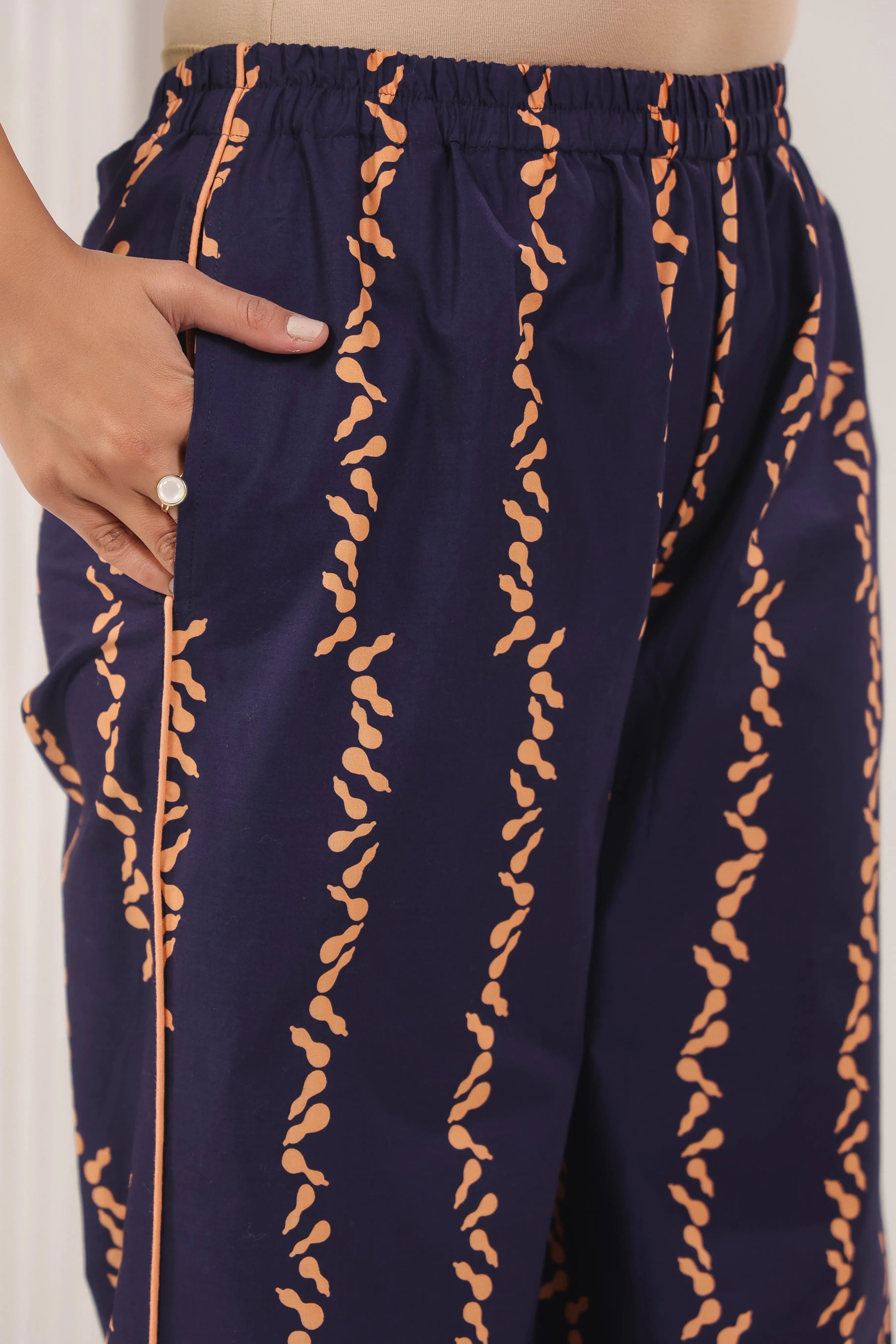 Navy Blue Turle Neck Co-Ord Set - Visramaa
