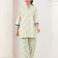 Light Yellow & Royal Blue Co-Ord Set - Visramaa