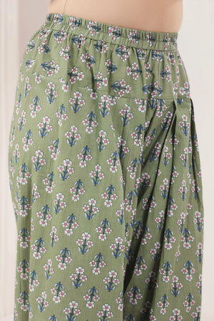 Sage Green Sanganeri Print Co-Ord Set - Visramaa