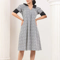 Black & White Floral Print Dress - Visramaa