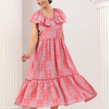 Hot Pink & Grey Printed Dress - Visramaa