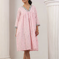 Baby Pink With Palm Printed Maternity Dress - Visramaa