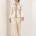 Beige Matty Fabric Contrast Co-Ord Set - Visramaa