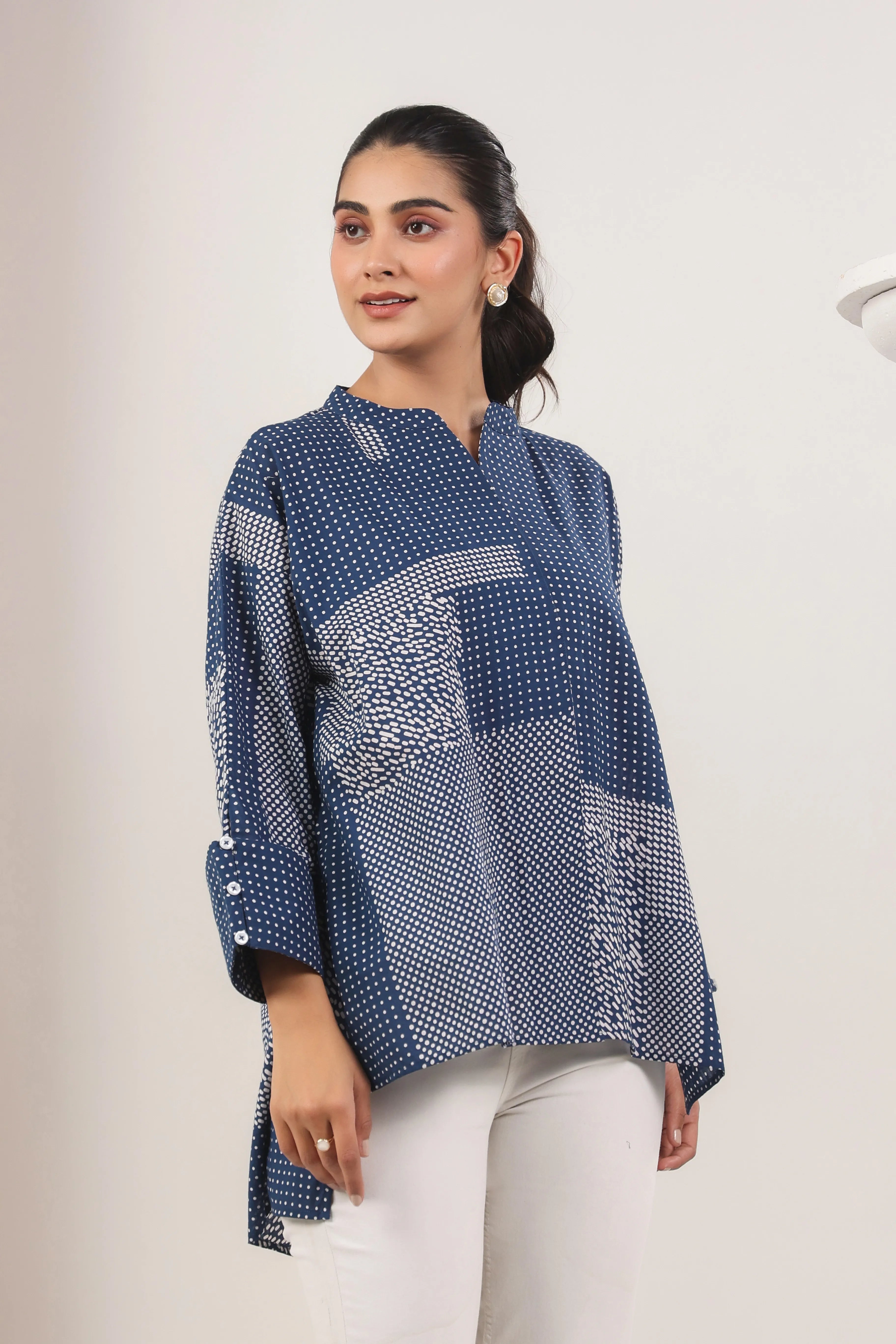 Navy Blue & Gray Antifit Shirt - Visramaa