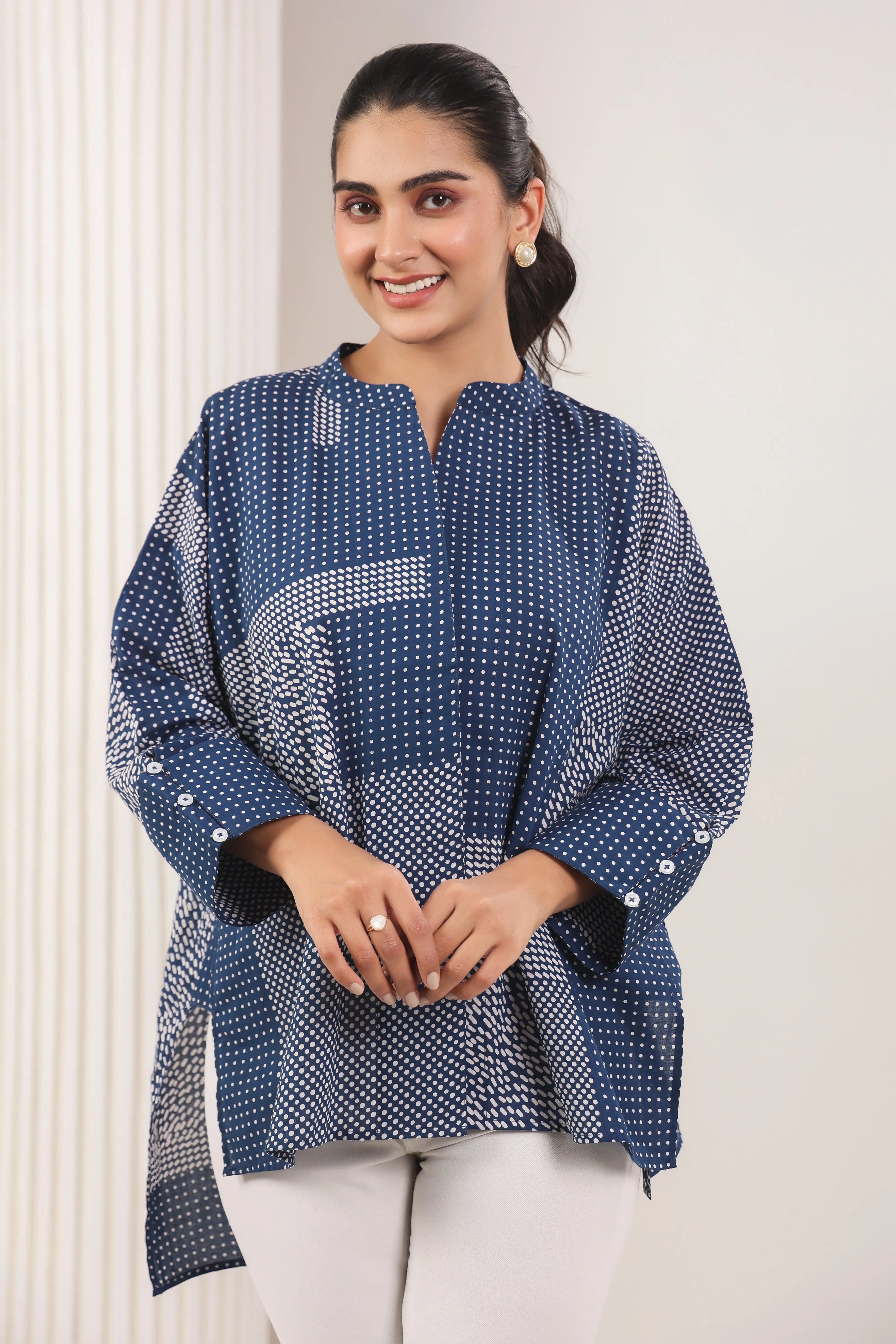 Navy Blue & Gray Antifit Shirt - Visramaa