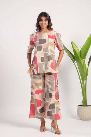 Geometrical Print  cotton coord set - Visramaa