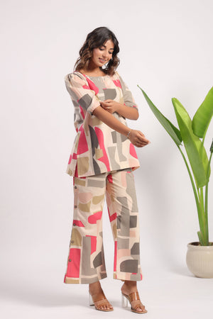 Geometrical Print  cotton coord set - Visramaa