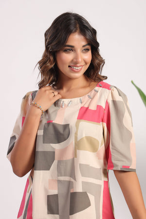 Geometrical Print  cotton coord set - Visramaa