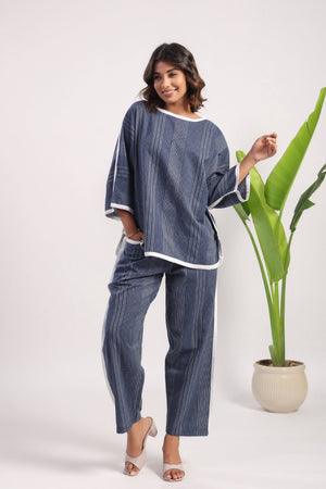 Navy blue cotton coord set - Visramaa