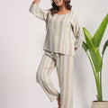 Beige green soft linen coord set - Visramaa