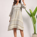 Beige green soft linen dress - Visramaa