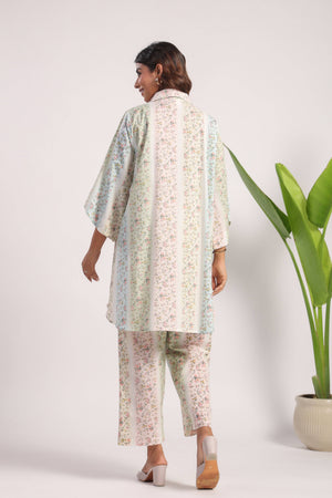 Multi color floral print cotton coord set. - Visramaa
