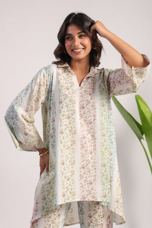 Multi color floral print cotton coord set. - Visramaa