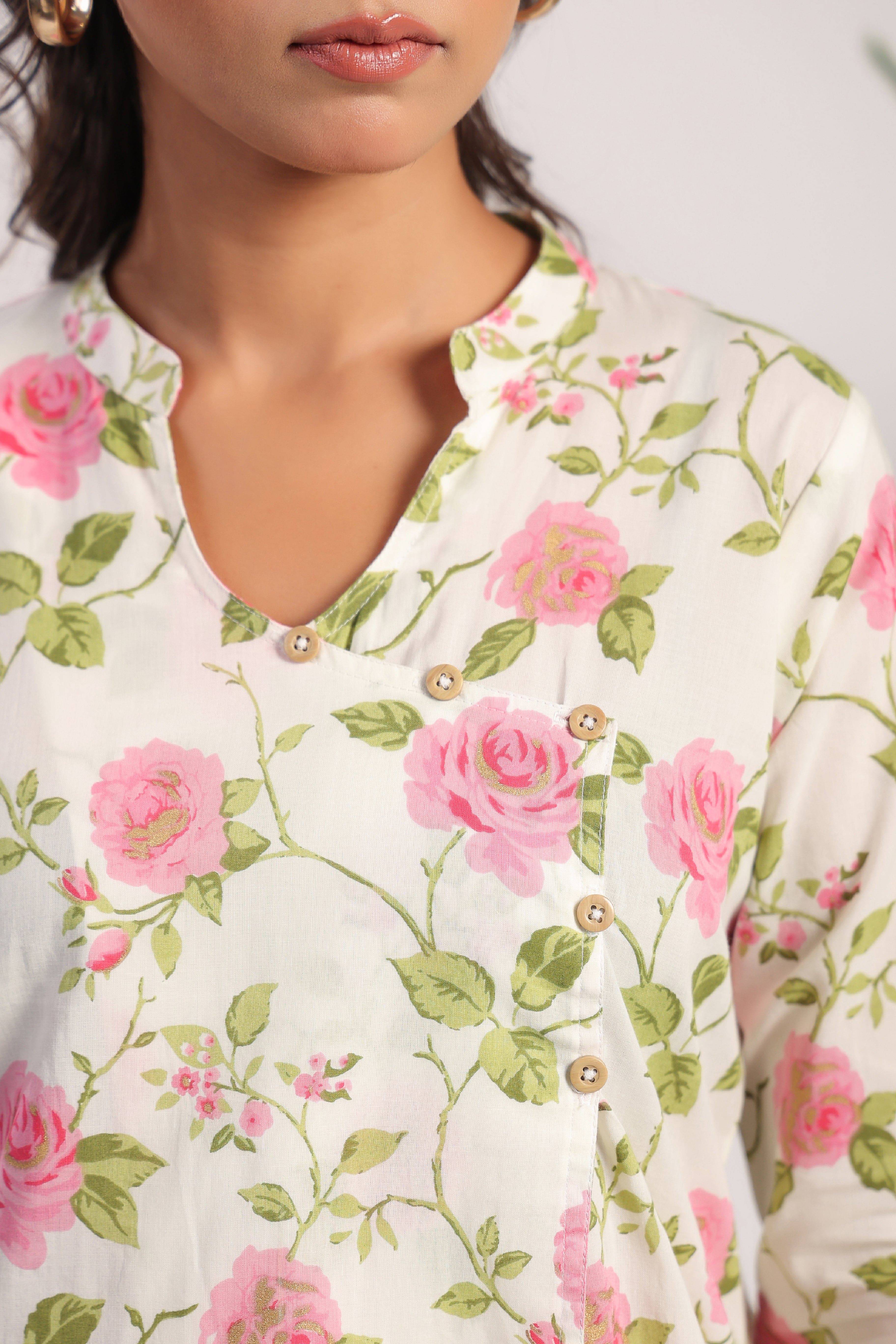 Pink Rose Print Coord Set - Visramaa