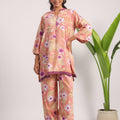 Pink floral printed linen coord set - Visramaa