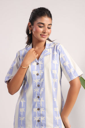 Lilac palm print cotton coord set - Visramaa