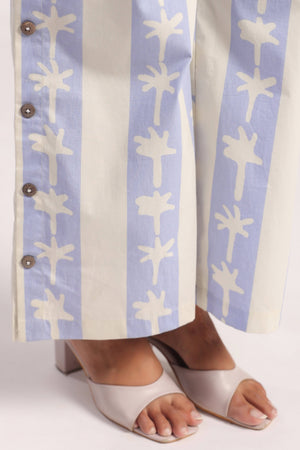 Lilac palm print cotton coord set - Visramaa