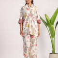 White floral cotton coord set - Visramaa