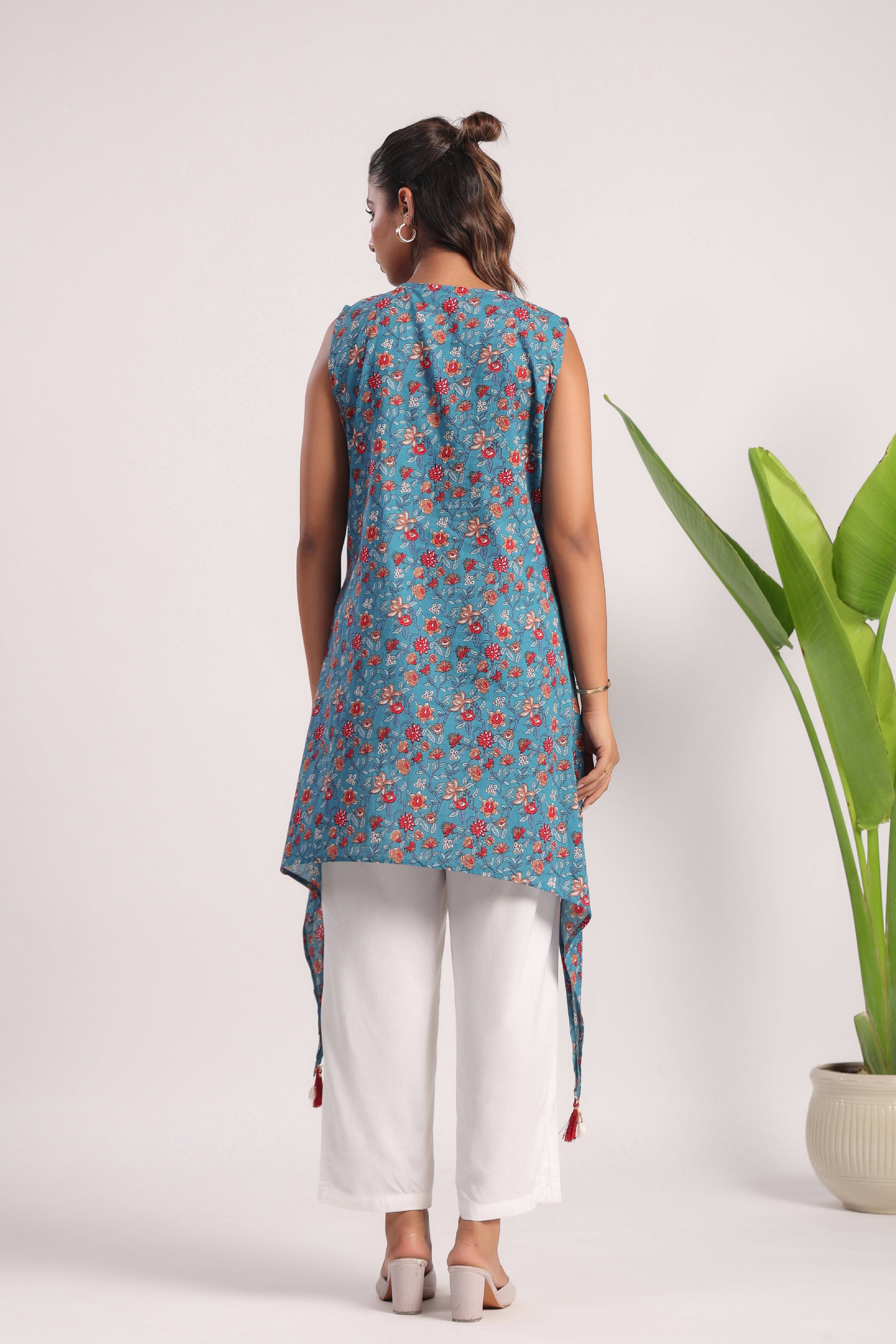 Ultra marine blue cotton coord set - Visramaa
