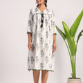 White block printed cotton dress - Visramaa