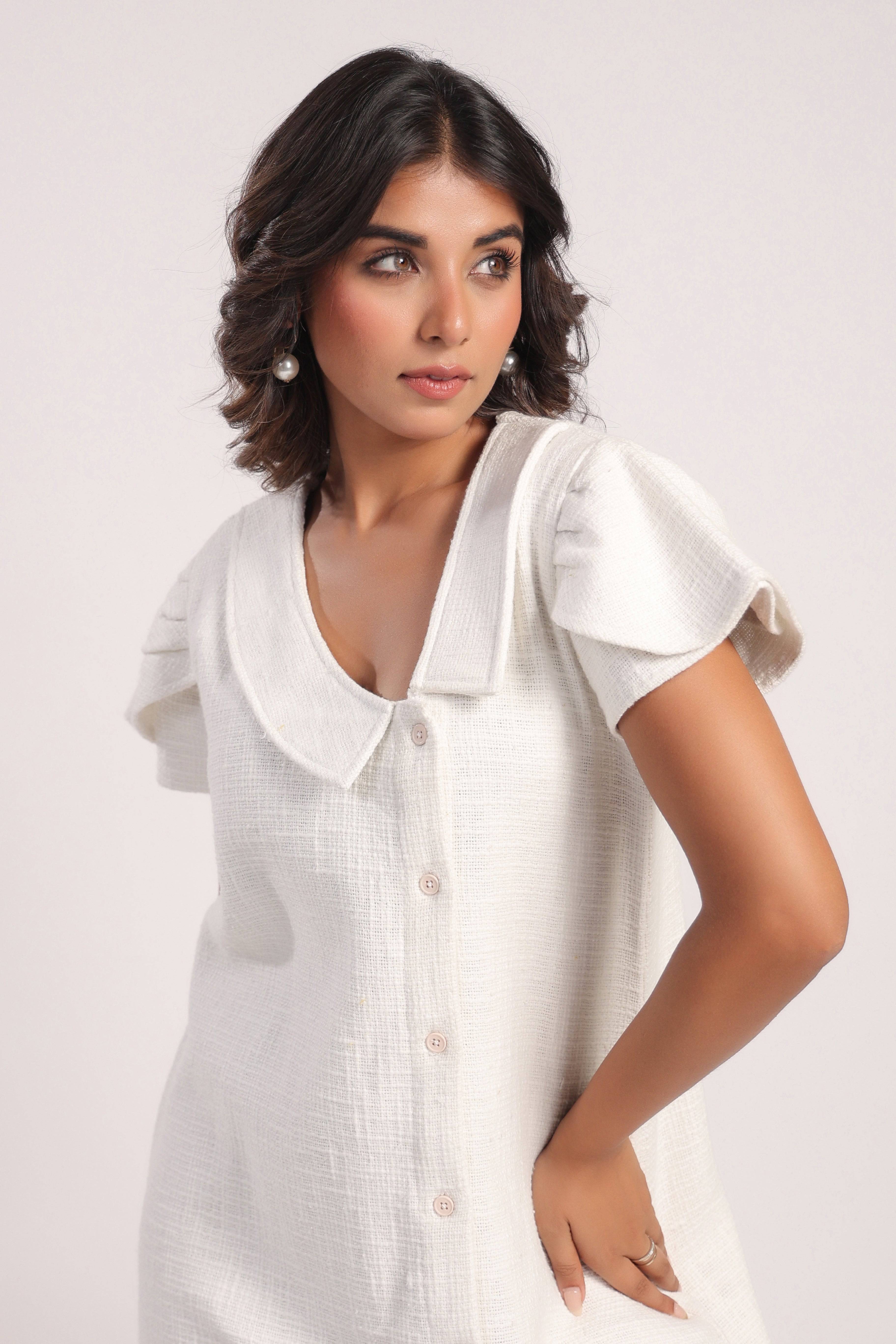 White jute cotton dress - Visramaa
