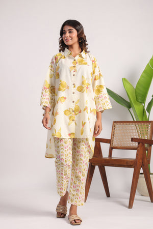 Yellow high low cotton coord set - Visramaa