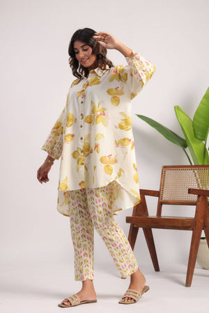 Yellow high low cotton coord set - Visramaa