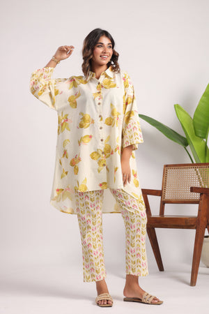 Yellow high low cotton coord set - Visramaa