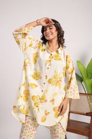 Yellow high low cotton coord set - Visramaa