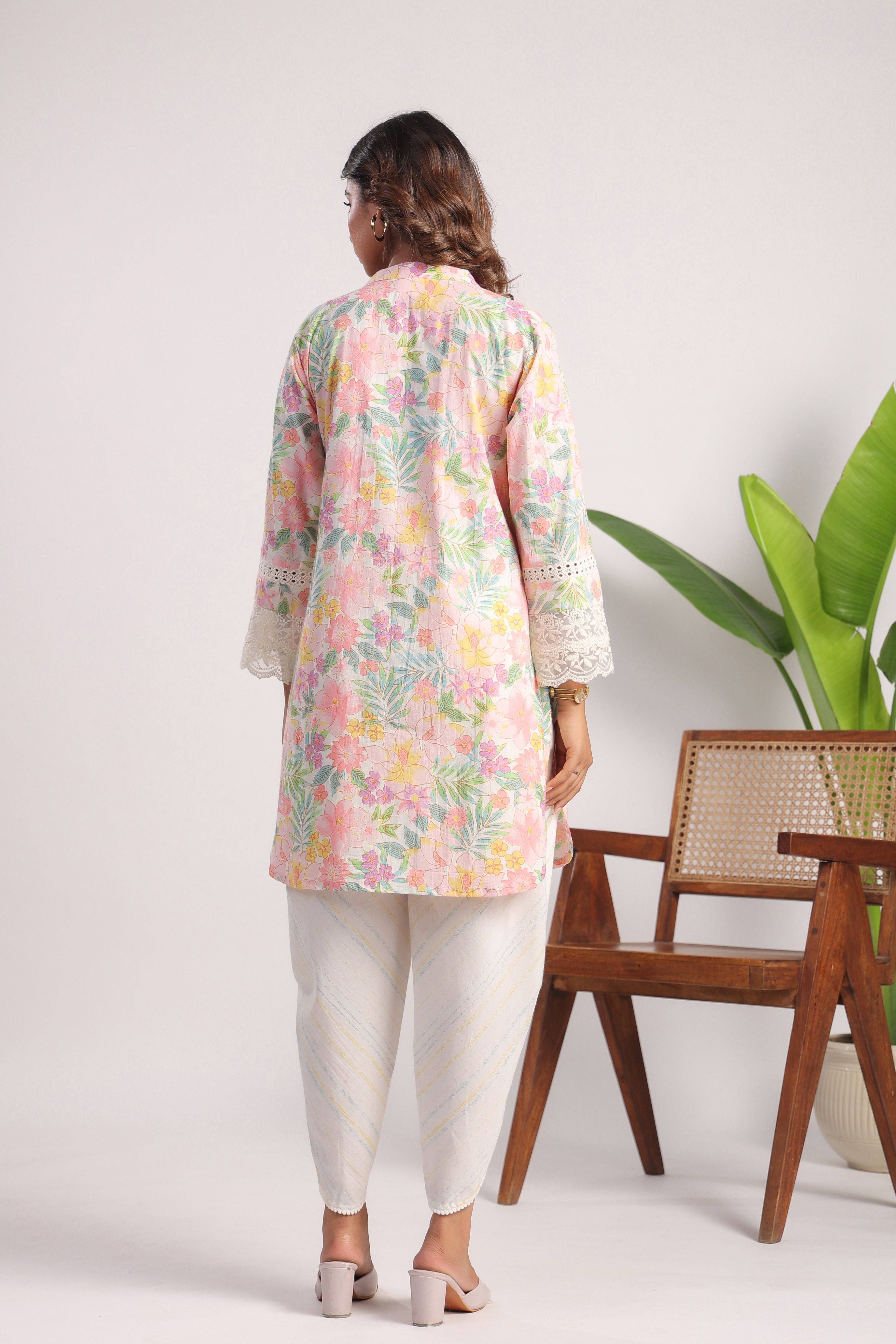 Pink floral cotton coord set - Visramaa