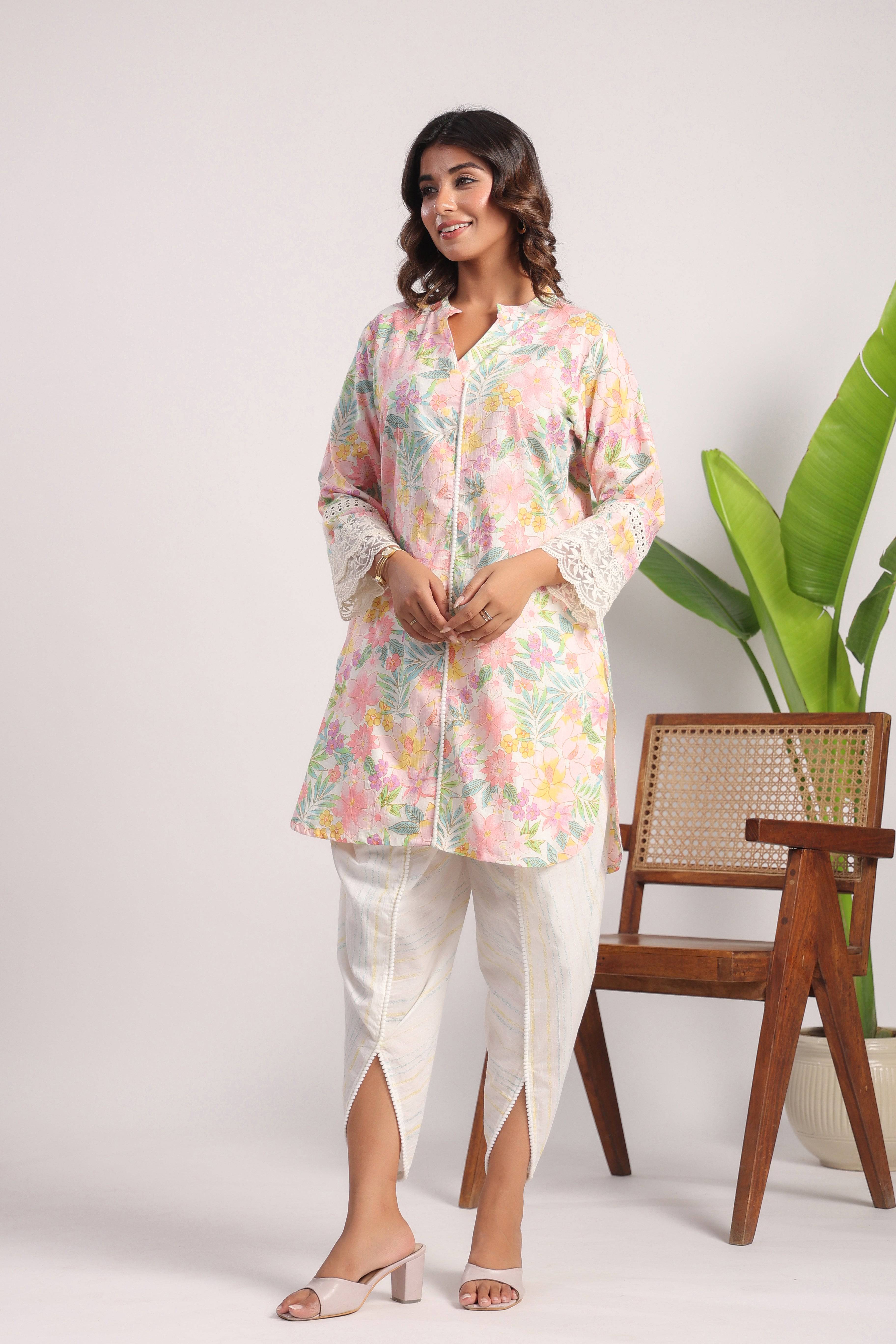 Pink floral cotton coord set - Visramaa