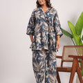 Cobalt blue floral cotton coord set - Visramaa