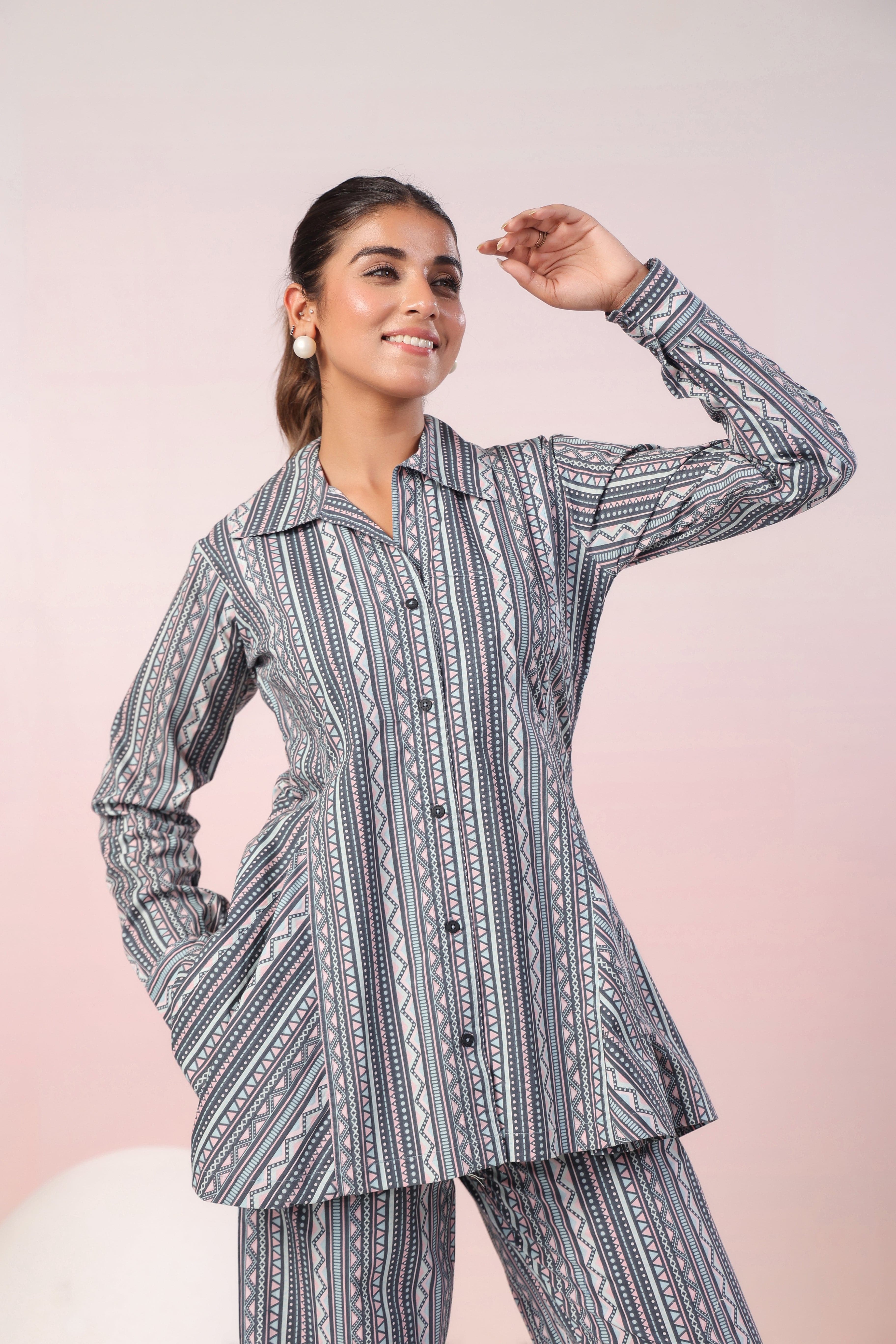 Grey cotton poplin coord set - Visramaa