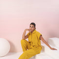 Yellow Jacquard Cotton Coord set - Visramaa