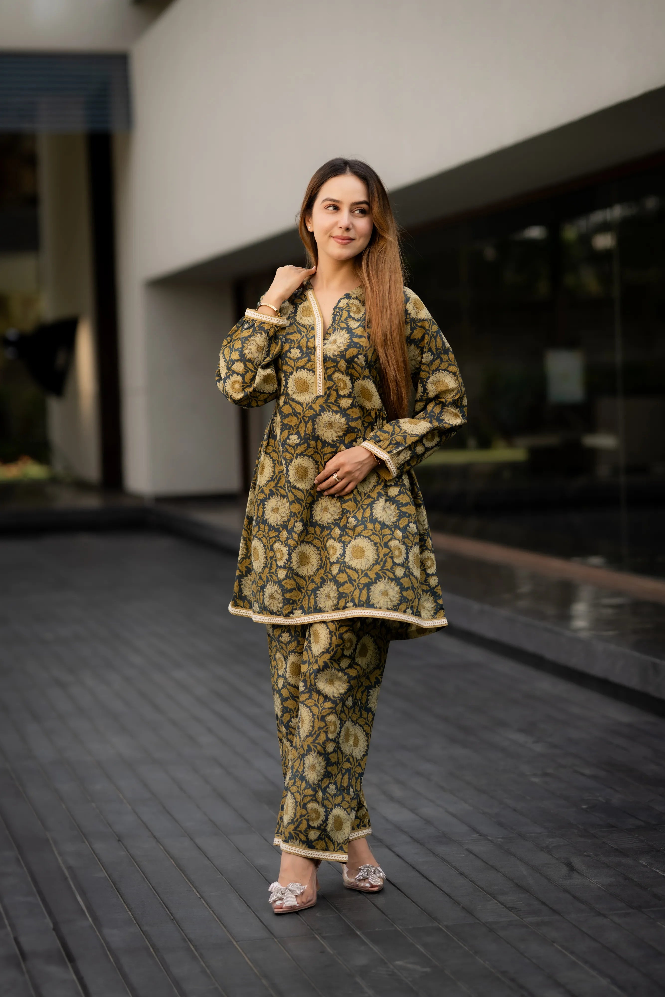 Brick Rust Sanganeri Print Co-Ord Set