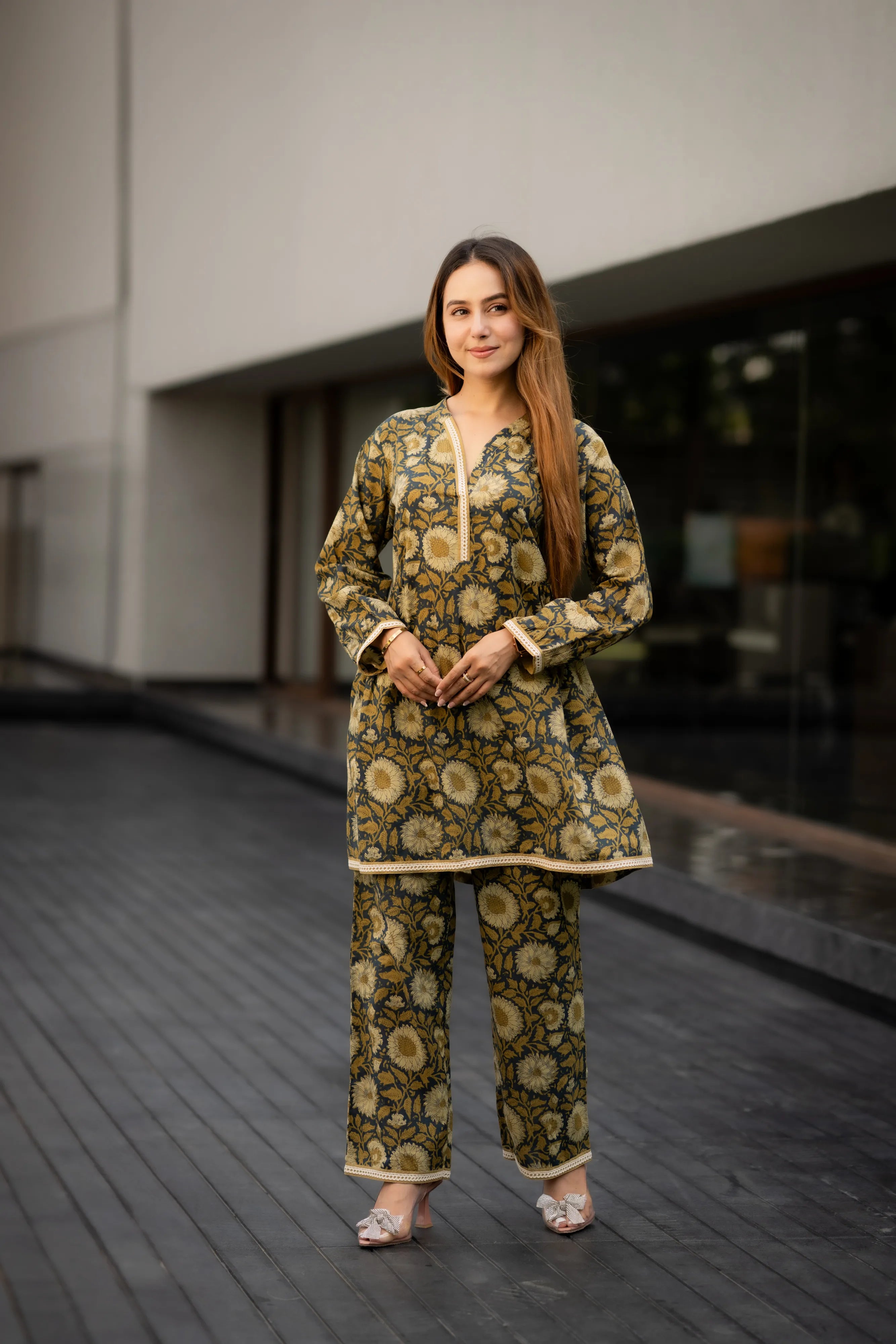 Brick Rust Sanganeri Print Co-Ord Set
