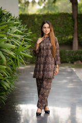 Wine Sanganeri Print Co-Ord Set
