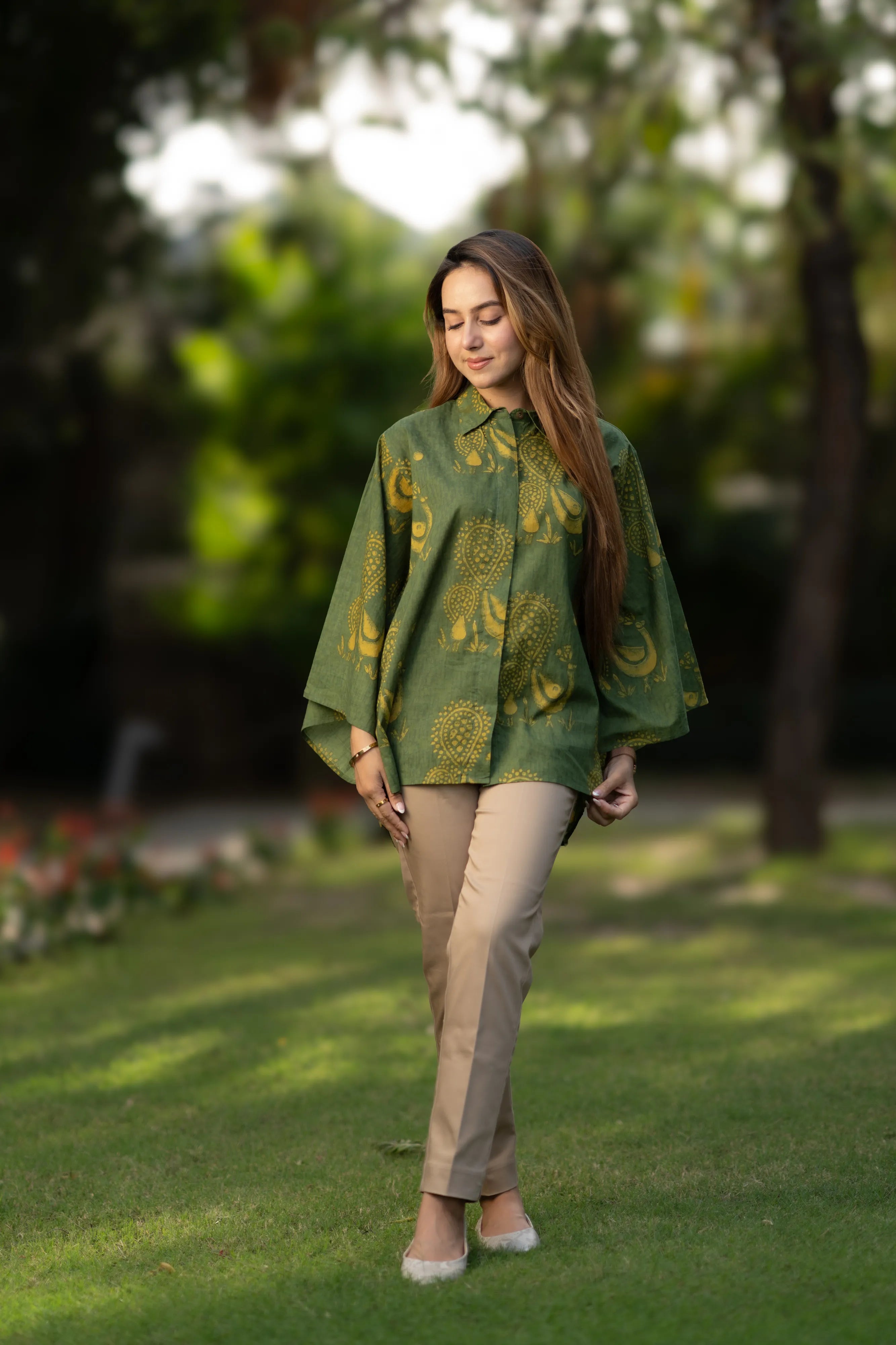 Graceful Green Cotton shirt