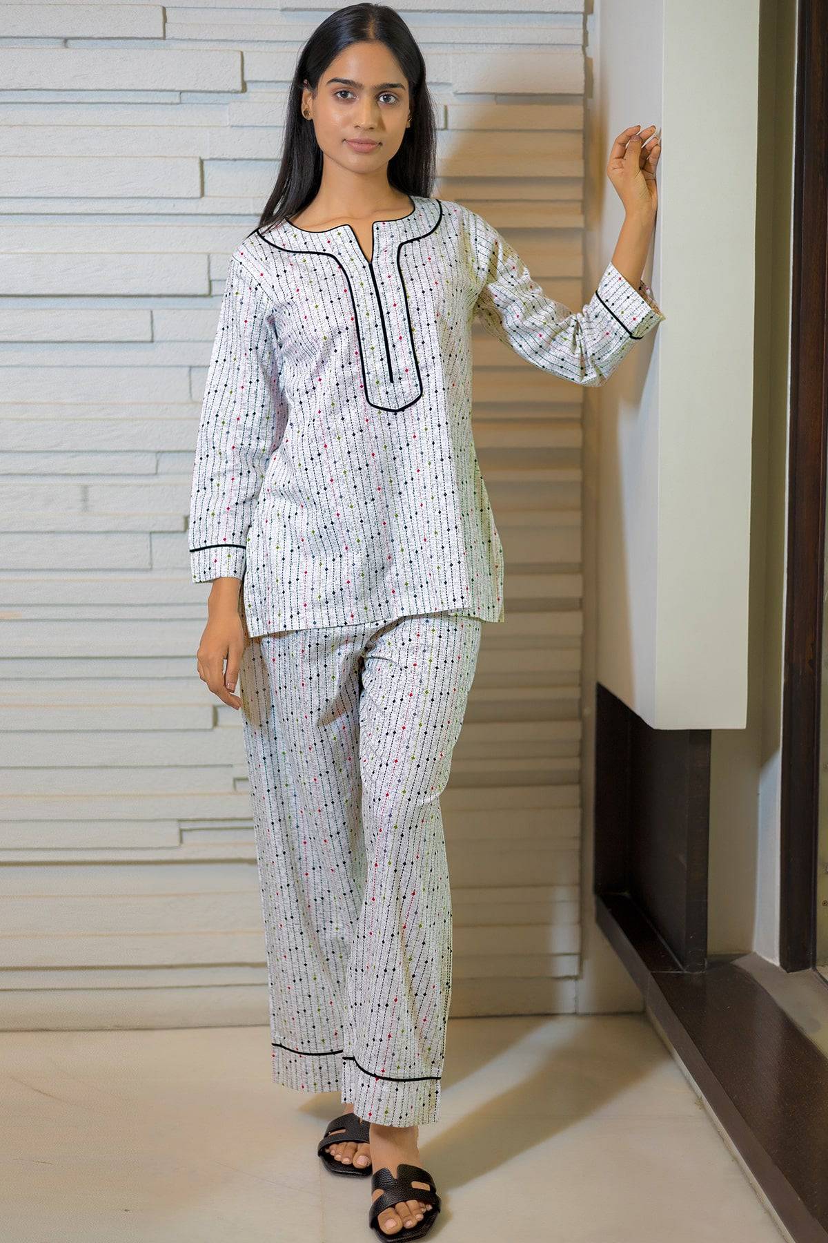 Stripe Print Comfort Night Suit - Visramaa