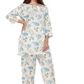 Sky Blue Flower Printed Night Suit - Visramaa
