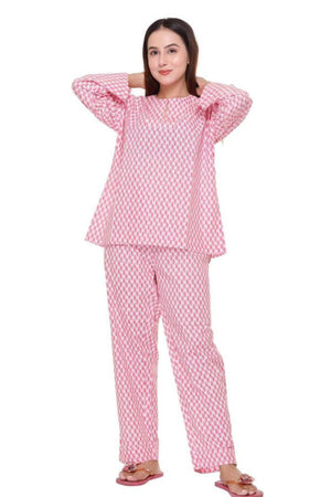 Hot Pink Floral buds Night Suit - Visramaa