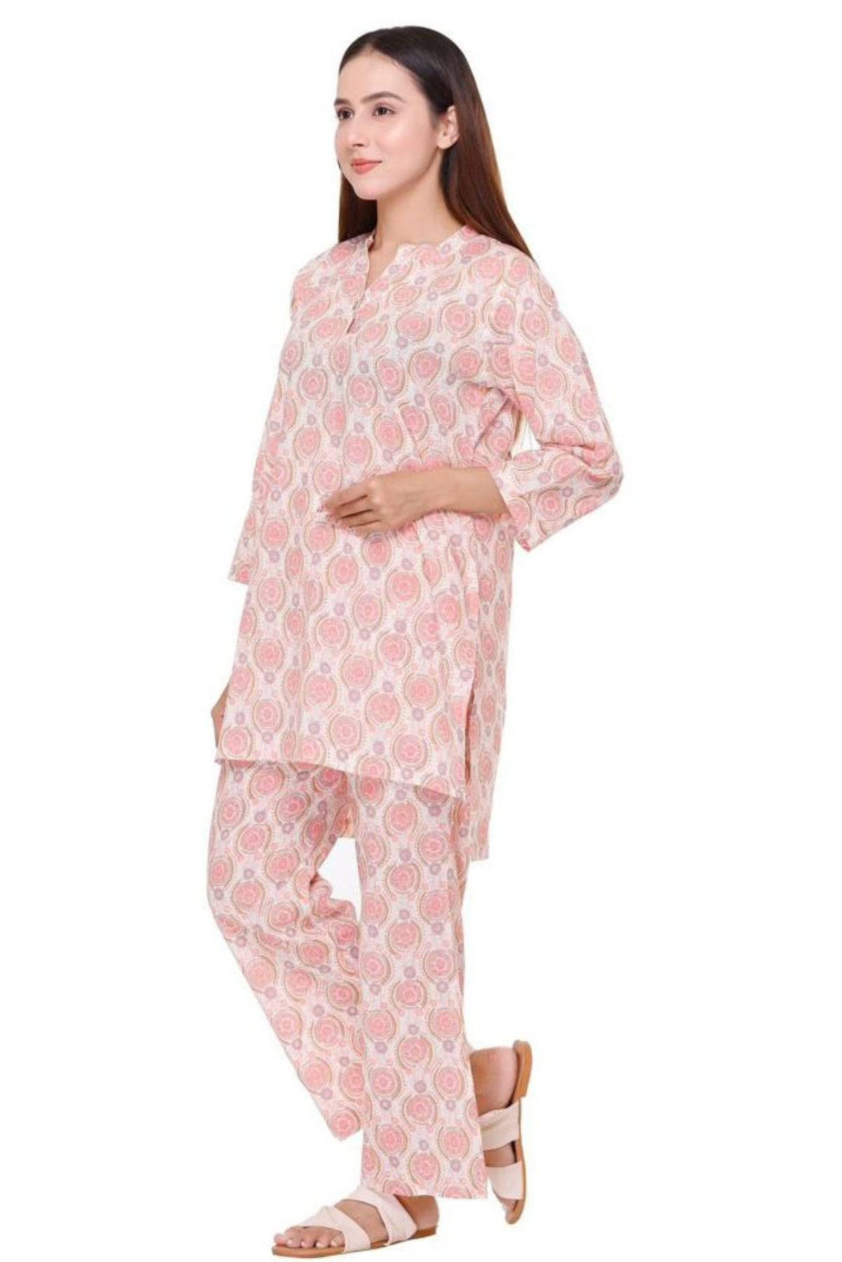 Peach Printed Kurta Set - Visramaa
