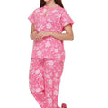 Hot Pink Floral Night Suit - Visramaa